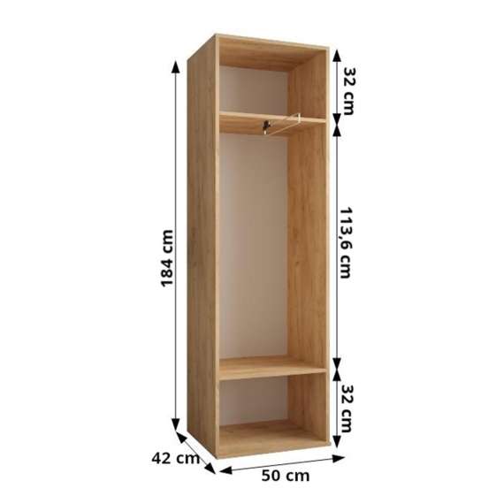 Garderobeskap Miro 50x184 cm - eik craft gold - 1 dør