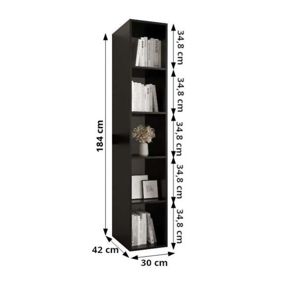 Reol Miro 30x184 cm - svart matt