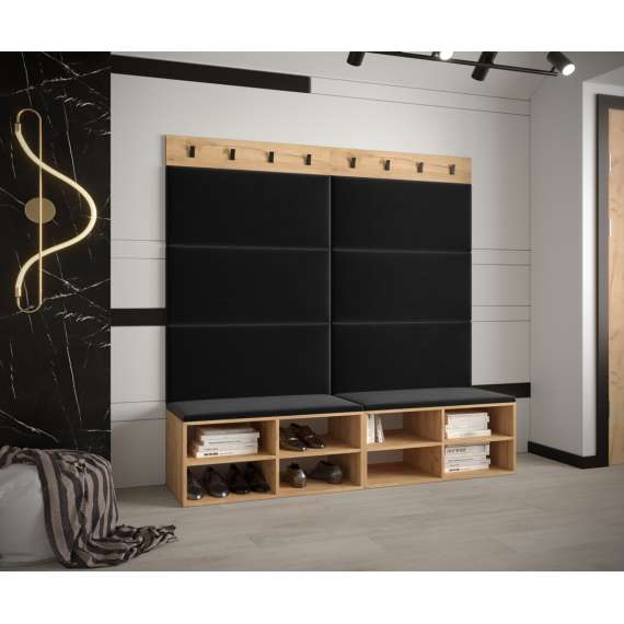 Entresett Miro 7 - 168x184 cm - eik craft gold - polstret panel