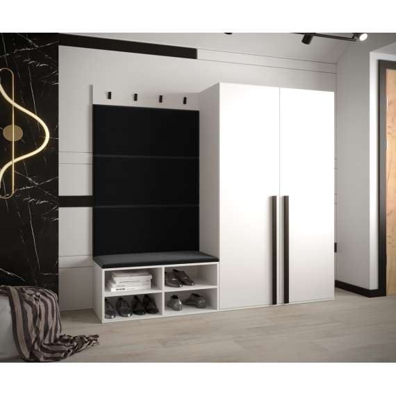 Entresett Miro 5 - 184x184 cm - hvit matt - polstret veggpanel