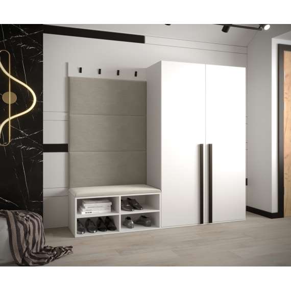 Entresett Miro 5 - 184x184 cm - hvit matt - polstret veggpanel