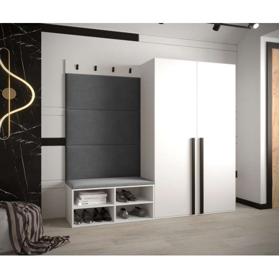 Entresett Miro 5 - 184x184 cm - hvit matt - polstret veggpanel