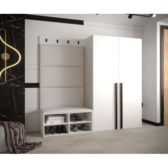 Entresett Miro 5 - 184x184 cm - hvit matt - polstret veggpanel