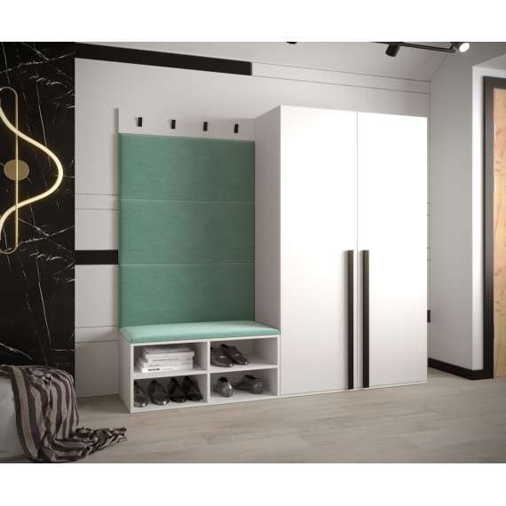 Entresett Miro 5 - 184x184 cm - hvit matt - polstret veggpanel