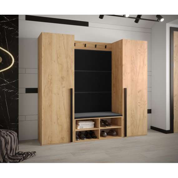 Entresett Miro 5 - 184x184 cm - eik craft gold - polstret veggpanel