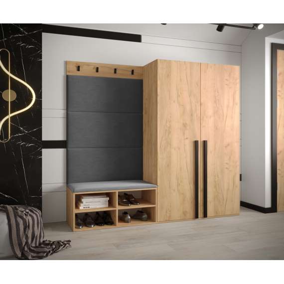 Entresett Miro 5 - 184x184 cm - eik craft gold - polstret veggpanel