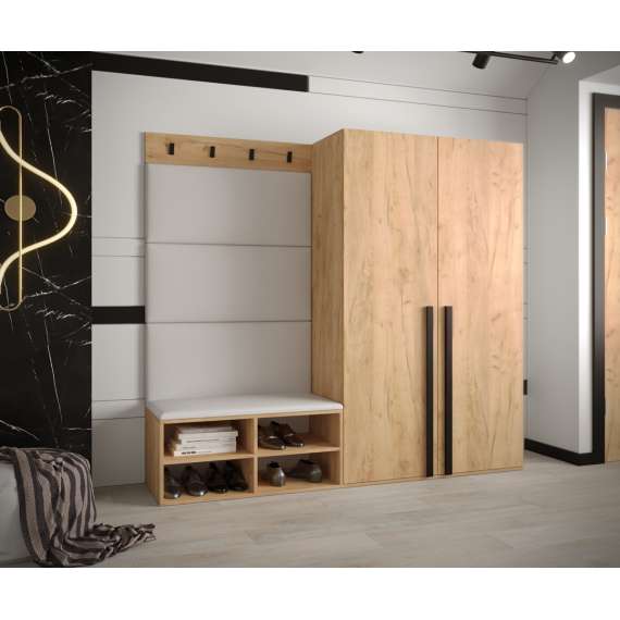 Entresett Miro 5 - 184x184 cm - eik craft gold - polstret veggpanel