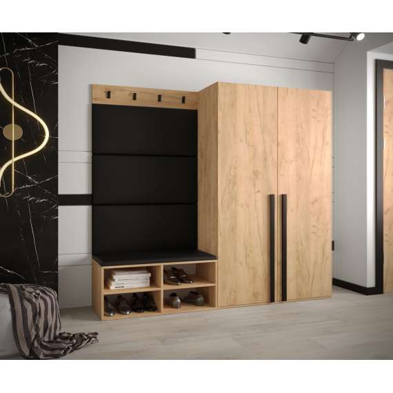 Entresett Miro 5 - 184x184 cm - eik craft gold - polstret veggpanel