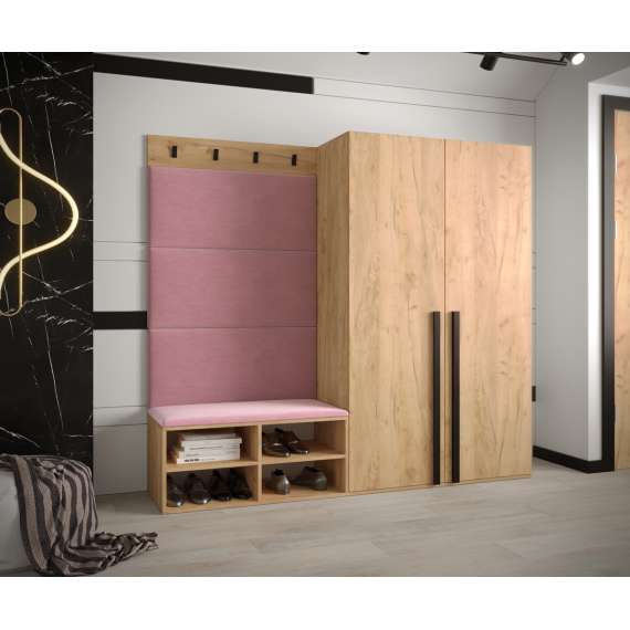 Entresett Miro 5 - 184x184 cm - eik craft gold - polstret veggpanel