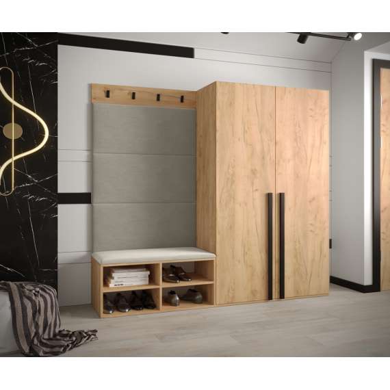 Entresett Miro 5 - 184x184 cm - eik craft gold - polstret veggpanel