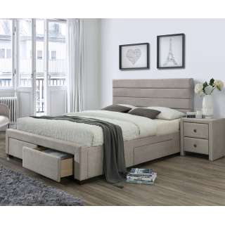 Seng Kayleon 160x200 cm - grå velvet - 4 skuffer