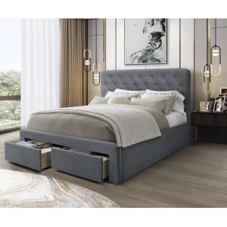 Seng Marisol 160x200 cm - grå velvet - 2 skuffer