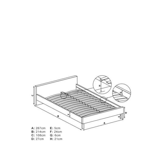 Seng Levanter 160x200 cm - støff grå