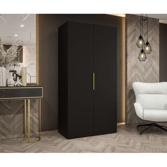 Garderobeskap Marbella 100x202 cm - svart matt - 2 dører