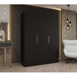 Garderobeskap Marbella 150x202 cm - svart matt - 3 dører