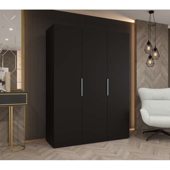 Garderobeskap Marbella 150x202 cm - svart matt - 3 dører
