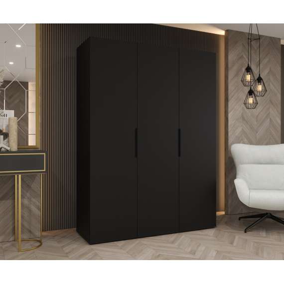 Garderobeskap Marbella 150x202 cm - svart matt - 3 dører