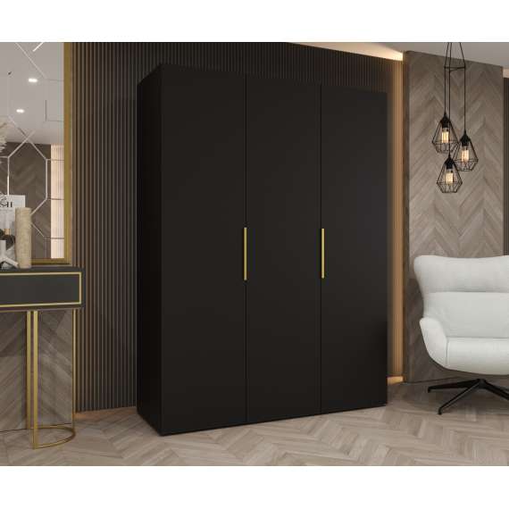 Garderobeskap Marbella 150x202 cm - svart matt - 3 dører