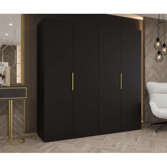 Garderobeskap Marbella 200x202 cm - svart matt - 4 dører