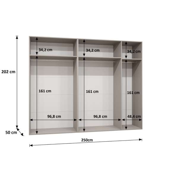 Garderobeskap Marbella 250x202 cm - svart matt - 5 dører