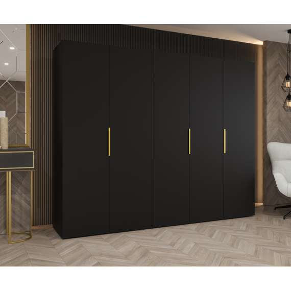 Garderobeskap Marbella 250x202 cm - svart matt - 5 dører