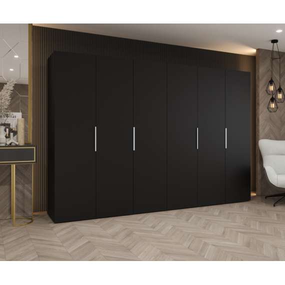 Garderobeskap Marbella 300x202 cm - svart matt - 8 dører
