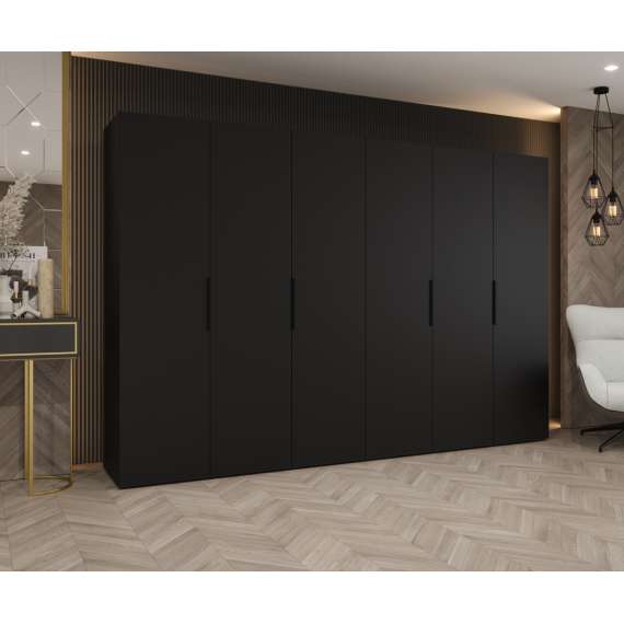 Garderobeskap Marbella 300x202 cm - svart matt - 8 dører