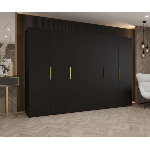 Garderobeskap Marbella 300x202 cm - svart matt - 8 dører