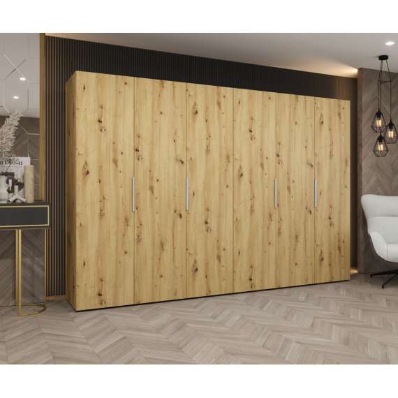 Garderobeskap Marbella 300x202 cm - eik artisan - 6 dører