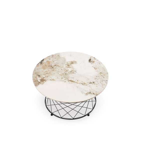 Sofabord Alessia - Ø80 cm - hvit marmor imitasjon