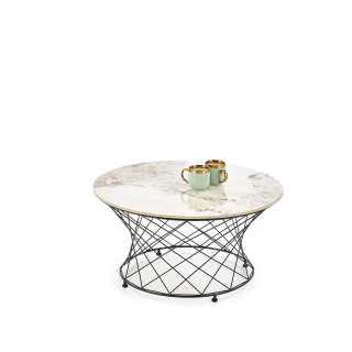 Sofabord Alessia - Ø80 cm - hvit marmor imitasjon
