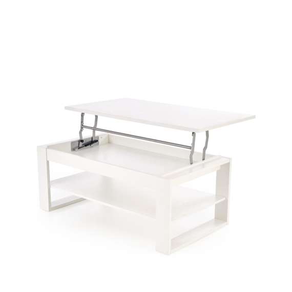 Sofabord Betty - 114x50 cm - hvit matt - oppbevaringsplass