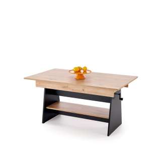 Sofabord Erika - 120-160x61-72 cm - eik artisan - svart matt