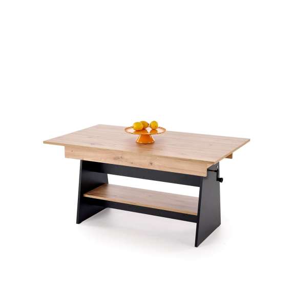 Sofabord Erika - 120-160x61-72 cm - eik artisan - svart matt