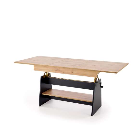 Sofabord Erika - 120-160x61-72 cm - eik artisan - svart matt