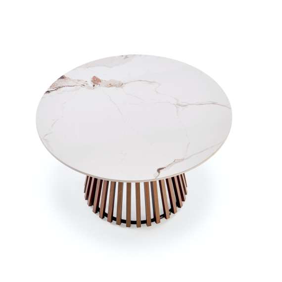 Sofabord CARINA Ø80 cm - valnøtt  - marmor