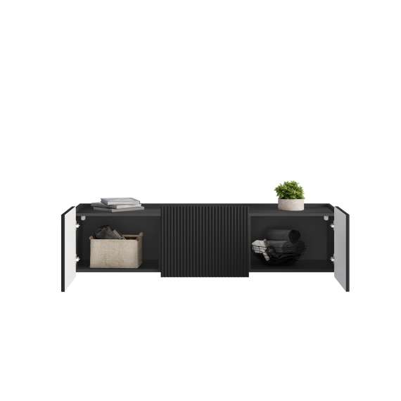 Vegghengt tv-benk Malmi - 150x40 cm - sort - 2 dører - 1 skuff