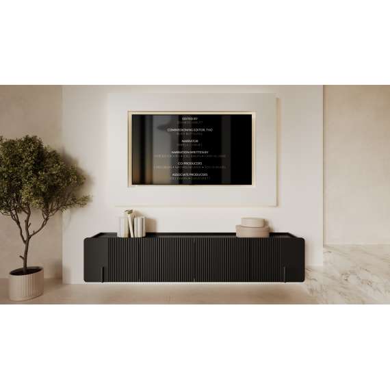 Vegghengt tv-benk Malmi - 200x40 cm - sort - 2 dører - 2 skuffer