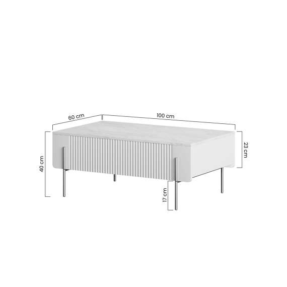 Sofabord Malmi - 100x60 cm - sort - 2 skuffer