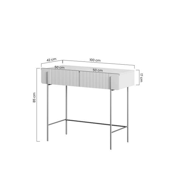 Sminkebord Malmi - 100x42 cm - sort - 2 skuffer