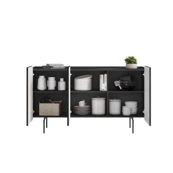 Skjenk Malmi - 150x87 cm - sort - 3 dører