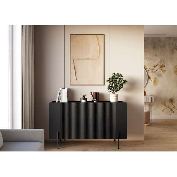 Skjenk Malmi - 150x87 cm - sort - 3 dører