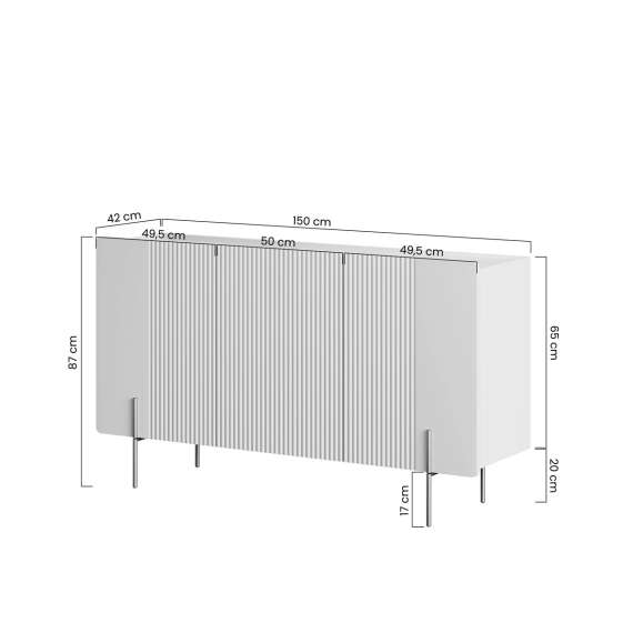 Skjenk Malmi - 150x87 cm - sort - 3 dører