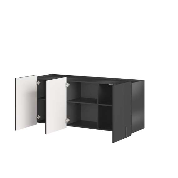 Vegghengt skjenk Malmi - 150x87 cm - sort - 3 dører