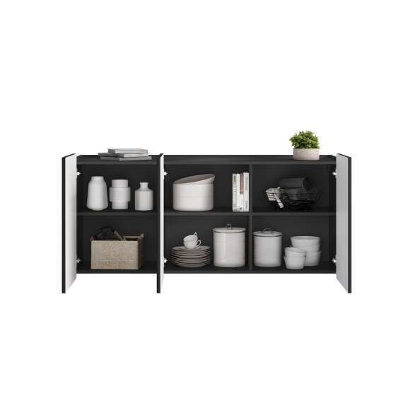 Vegghengt skjenk Malmi - 150x87 cm - sort - 3 dører