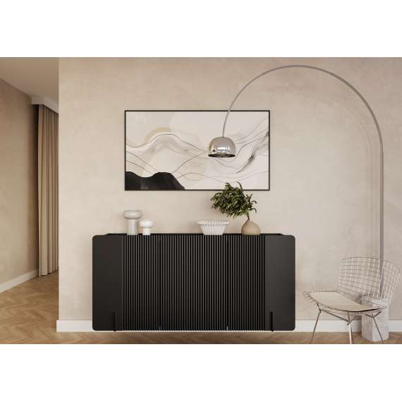 Vegghengt skjenk Malmi - 150x87 cm - sort - 3 dører