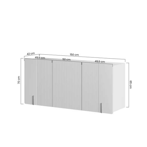 Vegghengt skjenk Malmi - 150x87 cm - sort - 3 dører