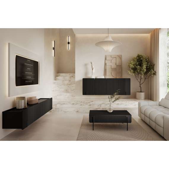 Vegghengt skjenk Malmi - 150x87 cm - sort - 3 dører