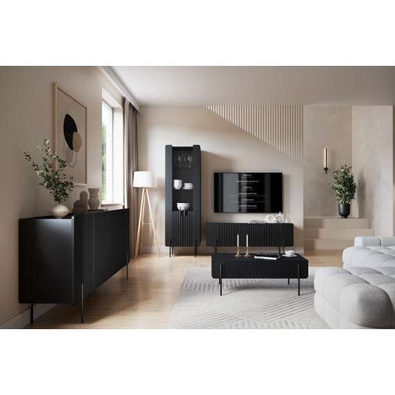 Vegghengt skjenk Malmi - 150x87 cm - sort - 3 dører