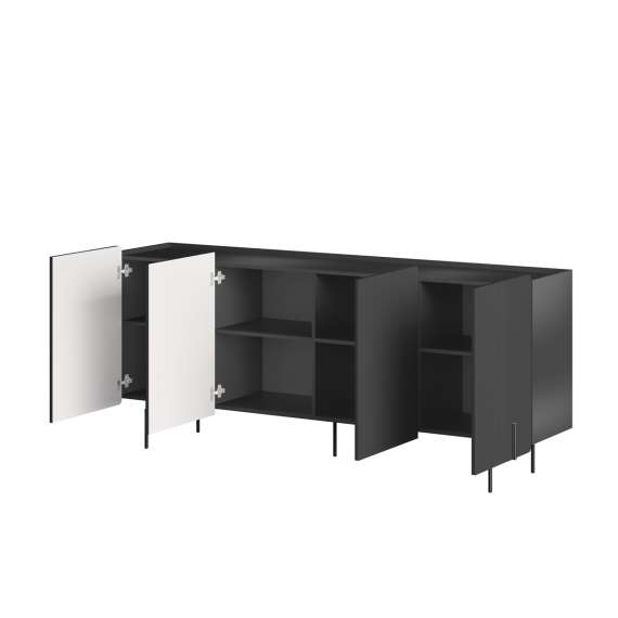 Skjenk Malmi - 200x87 cm - sort - 4 dører